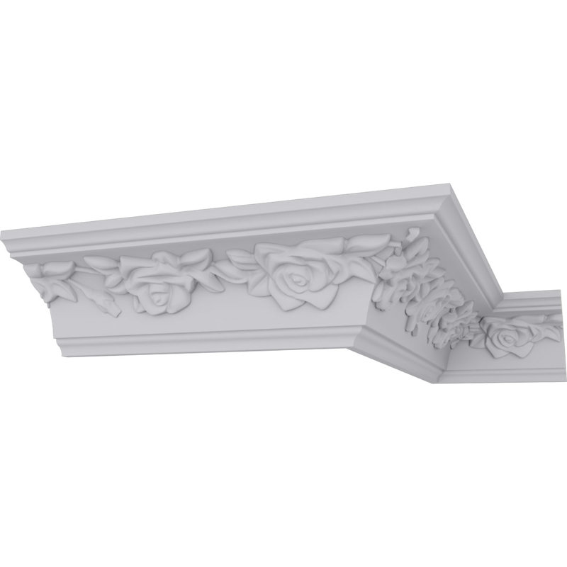 White Urethane Running Rose Crown Moulding 94 1/2"