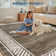 Modern Geometric Bordered Area Rug, Washable Foldable, Minimalist Design, Stain Resistant and Easy to Clean, Reinforced Edges and Backing for Living Room, Bedroom, Entryway