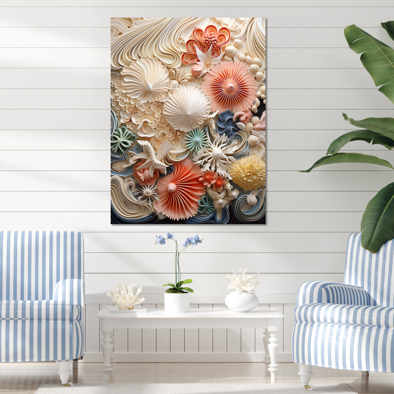 Créatures marines luxuriantes sur toile, H 40 po x l 30 po x P 1,5 po, Toile tendue