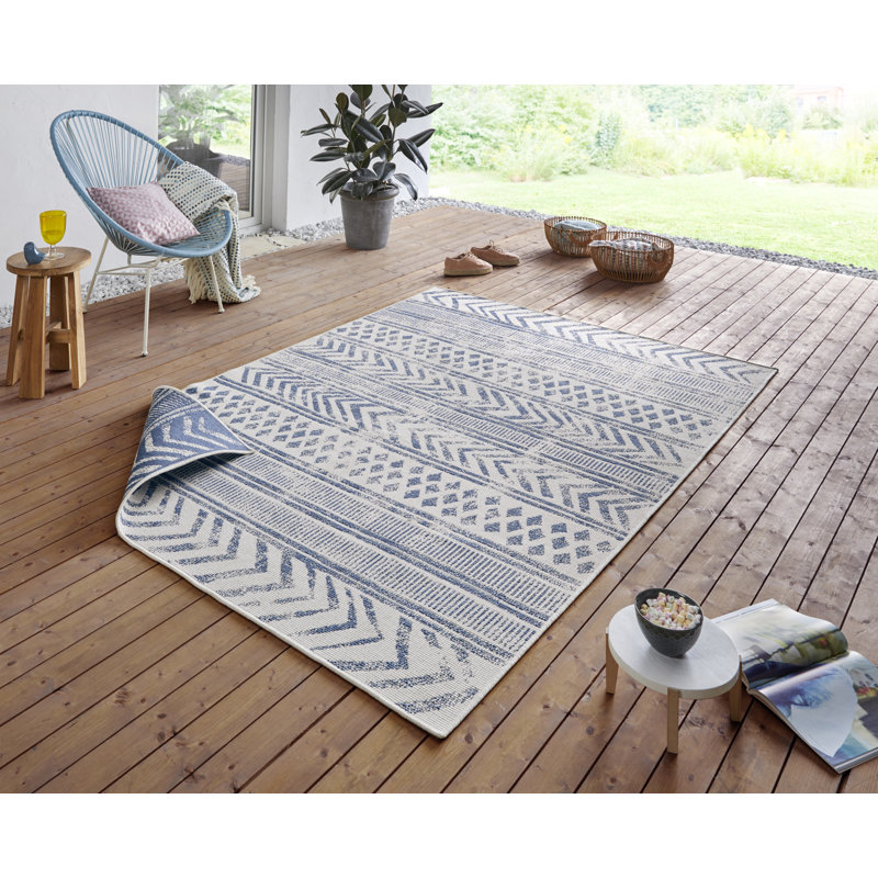 Biri Flatweave Blue Rug, Rectangle 120 x 170cm