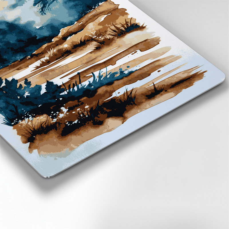 Aquarelle, paysage, 68, art mural en métal vert, H 30 po x l 20 po