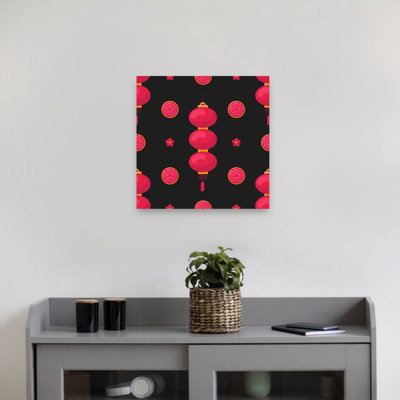 Red Lanterns Pattern Traditional Flower Wall Art