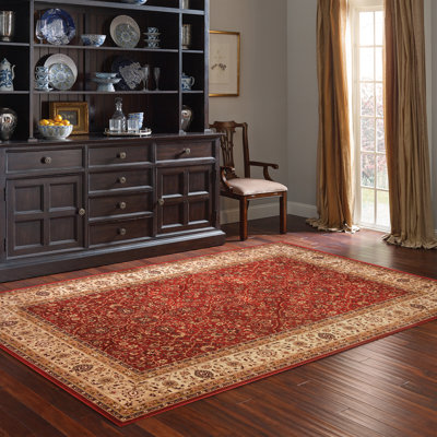 Beige oriental/Tapis décoratif rouge