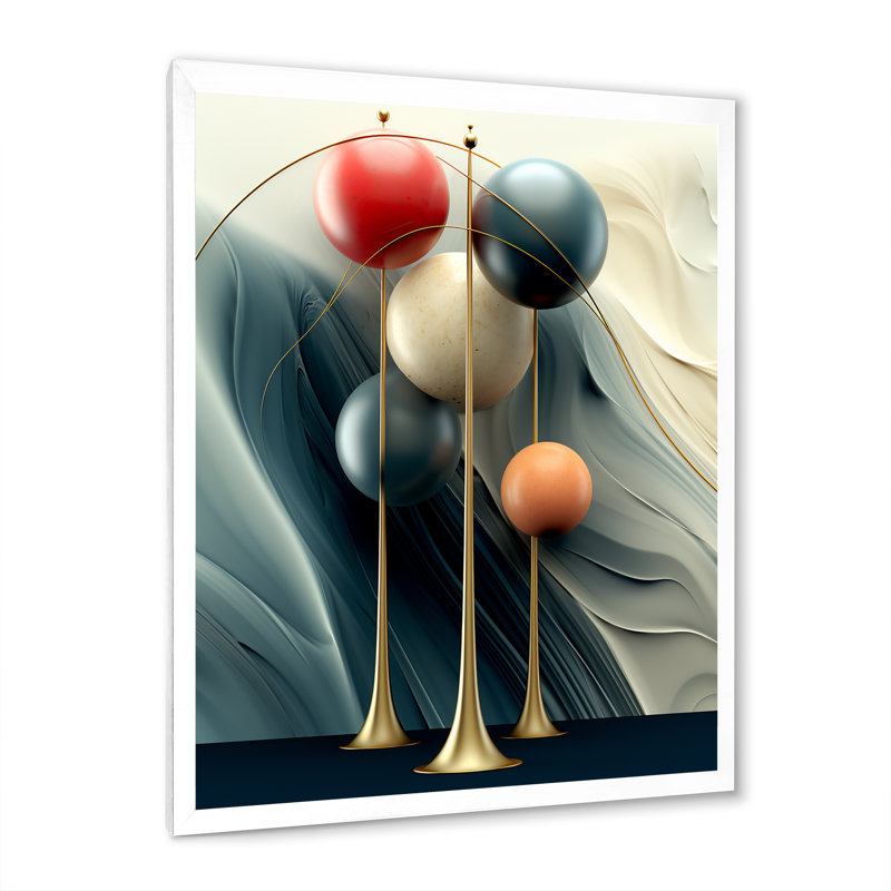 Reproduction d'art rétro abstrait - Minimalisme, H 20 po x l 12 po x P 1 po, Cadre simple blanc