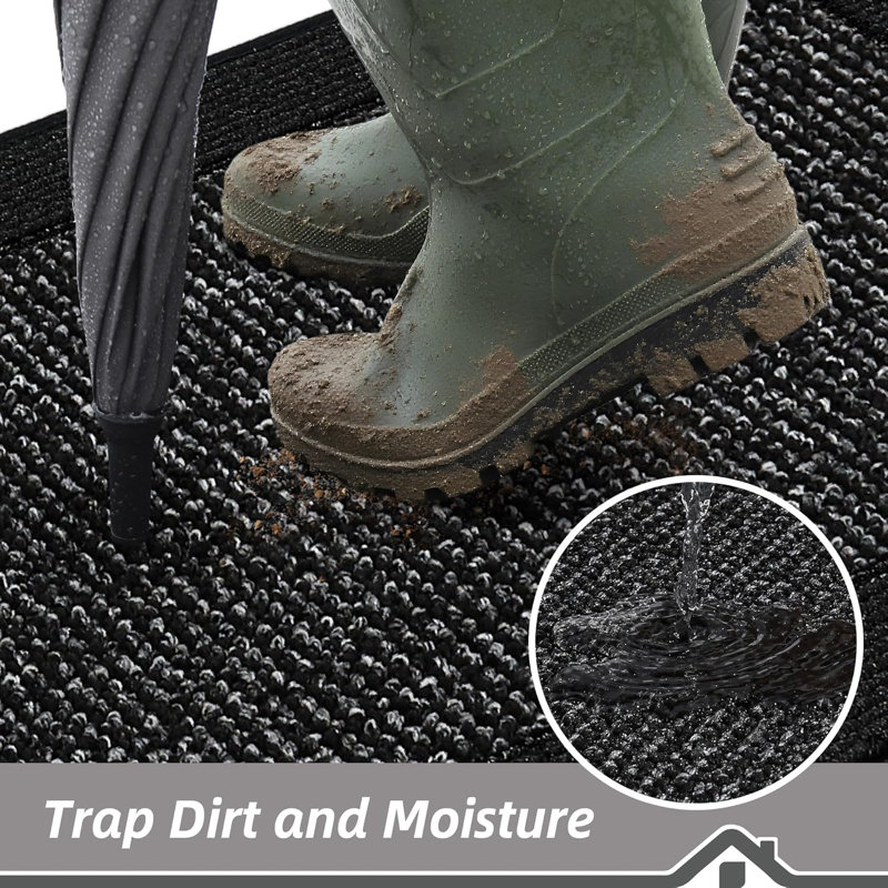 Tapis antidérapants lavables, Noir, 20 po x 32 po