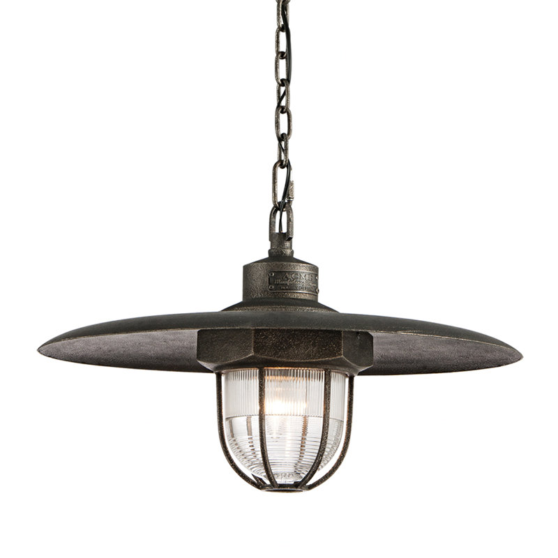 Industrial Silver Glass Pendant Light with LED Bulb