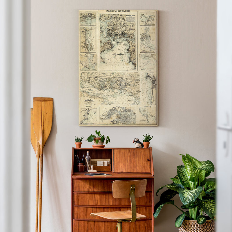 Carte de la côte de - reproduction sur toile, H 36 po x l 24 po x P 1 po