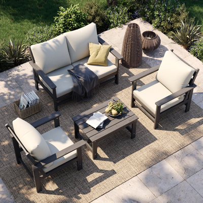 Ensemble de conversation modulaire en PEHD pour 4 personnes avec coussins de 5 po d'épaisseur