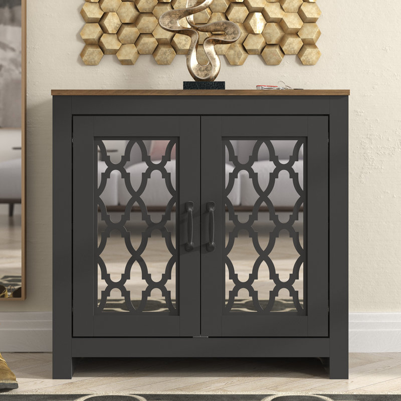 Heron Chessani 12 Pair Shoe Storage Cabinet, Black/Knotty Oak