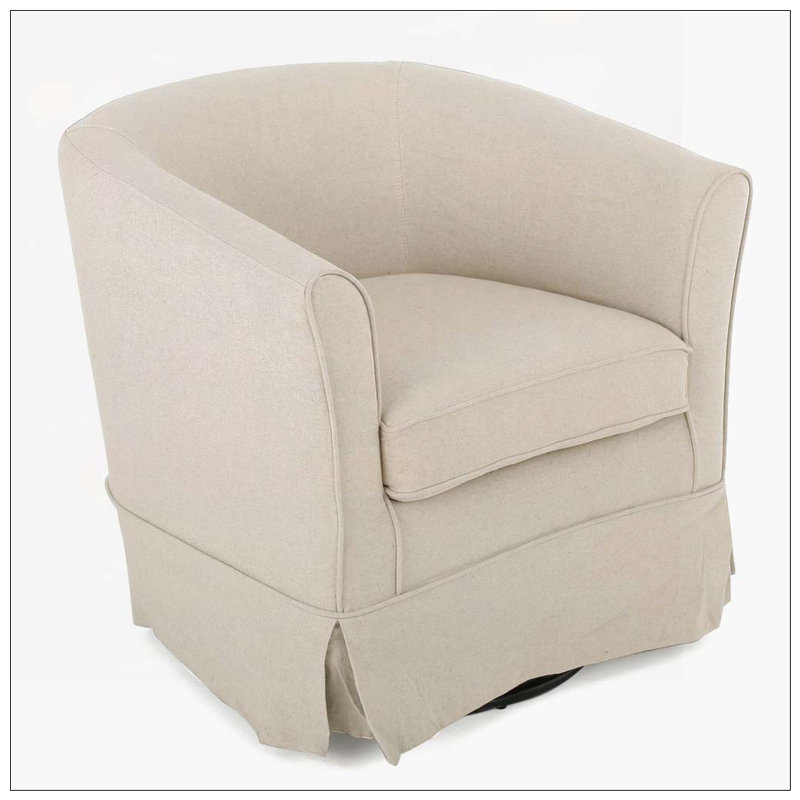 Fauteuil demi-tonneau pivotant rembourré, Naturel