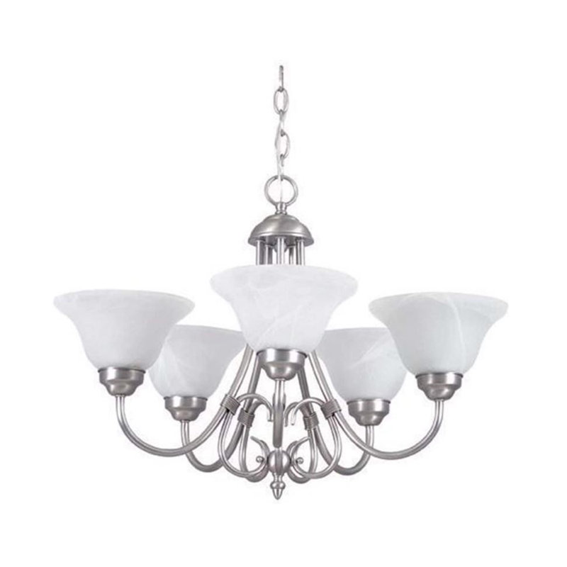 Luminaire suspendu bol 5 lumières Atifete, Nickel satiné