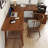 Nut-Brown L Shape Solid wood pine wood Desk