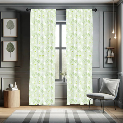 Floral Semi-Sheer Rod Pocket Curtain Panels