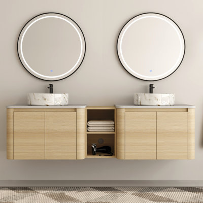  Ensemble de meuble-lavabo double 72 po avec plateau en pierre reconstituée Eaton