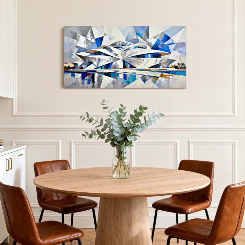 «Scenic & Cityscapes Abstract Geometric Architecture Reflection», reproduction d'art sur toile, H 16 po x l 32 po