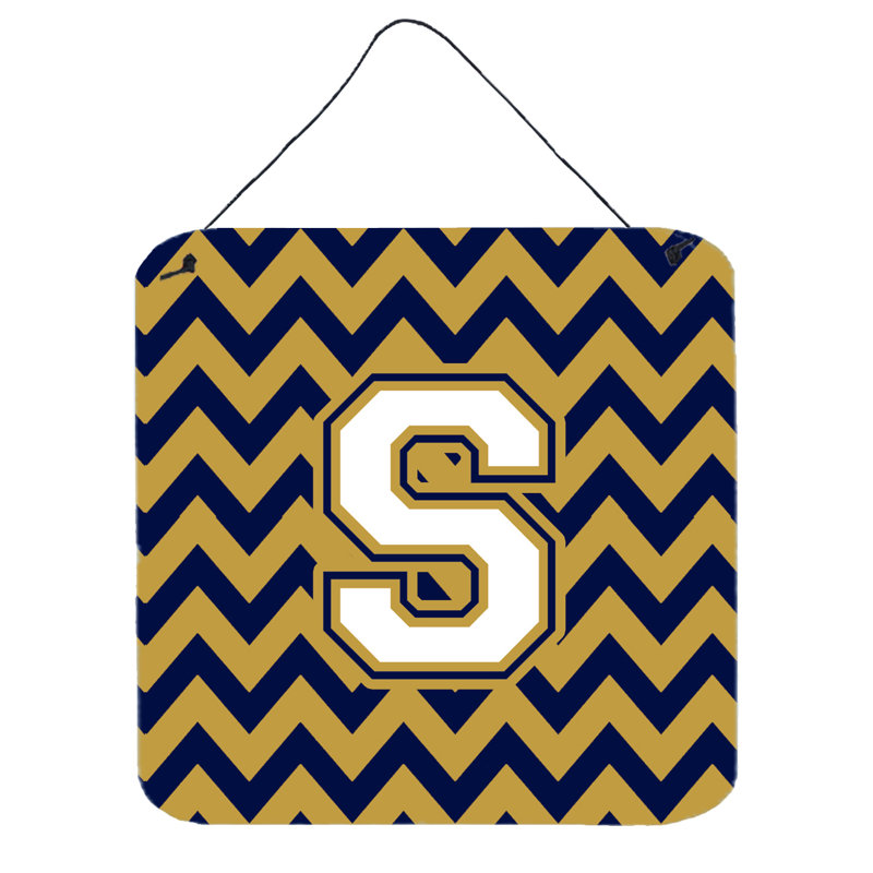 Décoration murale chevron, Bleu marine / doré, S