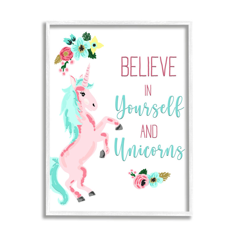 "Floral Believe In cmw-128", art mural personnalisé, Giclée encadrée blanc bord de mer, H 14 po x l 11 po, Oui