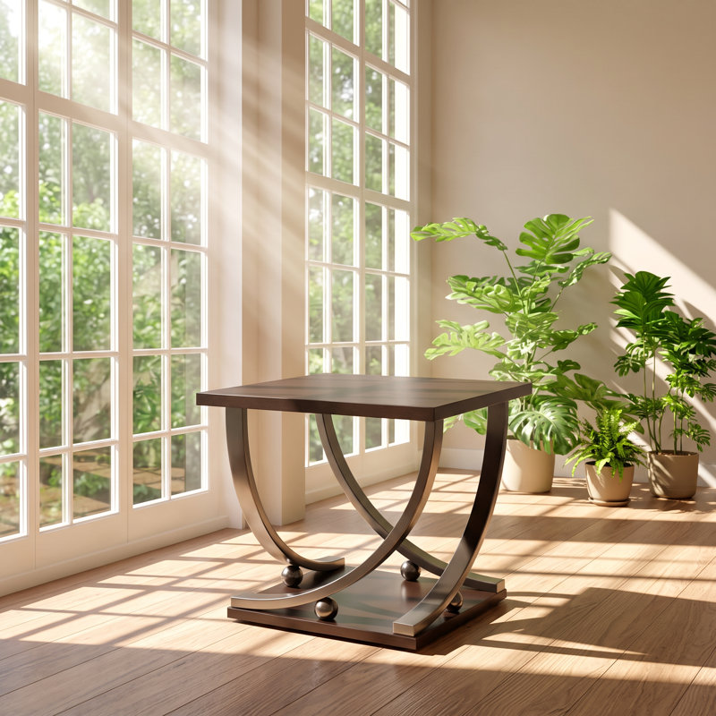 Table d'appoint carrée Isiah en placage de bouleau, 61 cm L x 61 cm P x 58 cm H