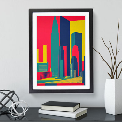 Neon Architecture Skyscraper - Framed Print