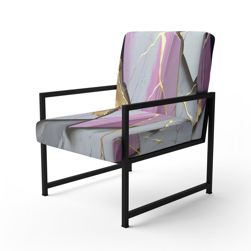 Cress - Fauteuil d'appoint rembourré en marbre, Noir, noir, noir, noir