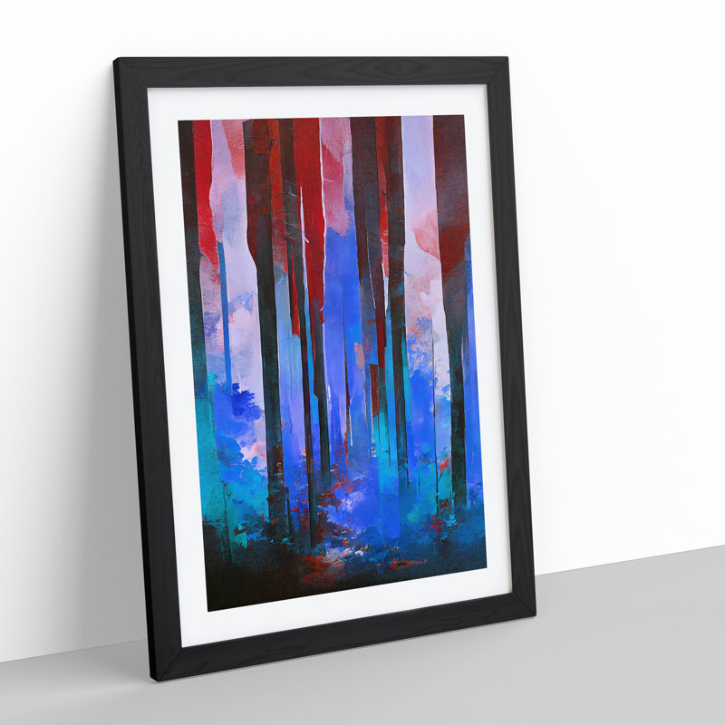 Forest Composition No.3 Abstract - Single Picture Frame Painting, Black, 64cm H x 46cm W x 2cm D