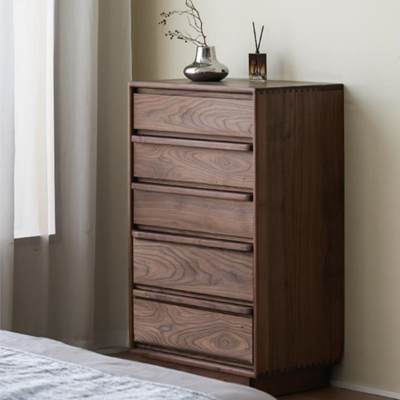 Black Walnut Wood Storage Entry Cabinet Solid Wood Accent Chest