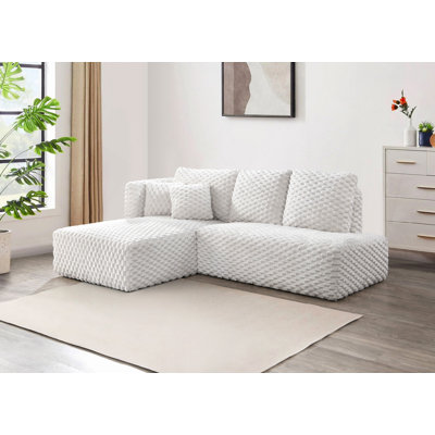 Canapé modulaire ivoire en velours côtelé