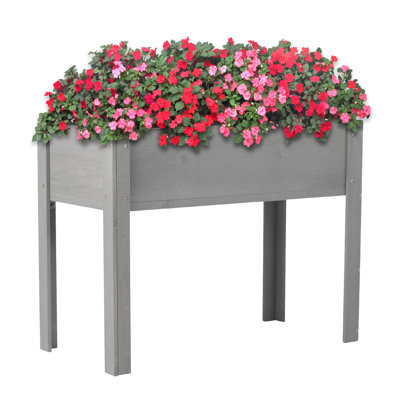 Jardinière surélevée en bois de 101,6 cm (40 pouces) avec structure à quatre pieds pour la culture de fruits, légumes, fleurs et herbes aromatiques à l'extérieur, esthétique brun riche, montage en 30 minutes, largeur 50,8 cm (20 pouces), hauteur 78,7 cm (31 pouces), pieds robustes