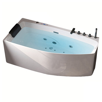47.24"x28.35"Acrylic Home Curved Corner Whirlpool Massage Smart Thermostatic Deep Soaking Bathtub