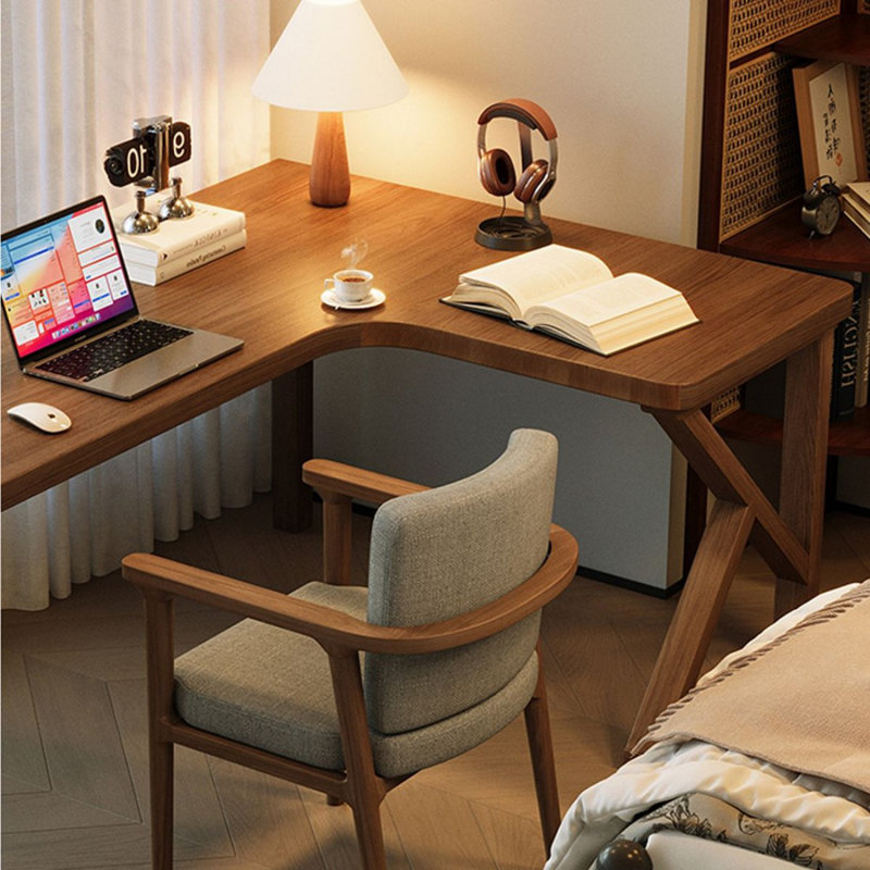 Bureau d'écriture rectangulaire en bois massif brun noisette, H 29,53 po x l 70,87 po x P 47,24 po, Retour à droite