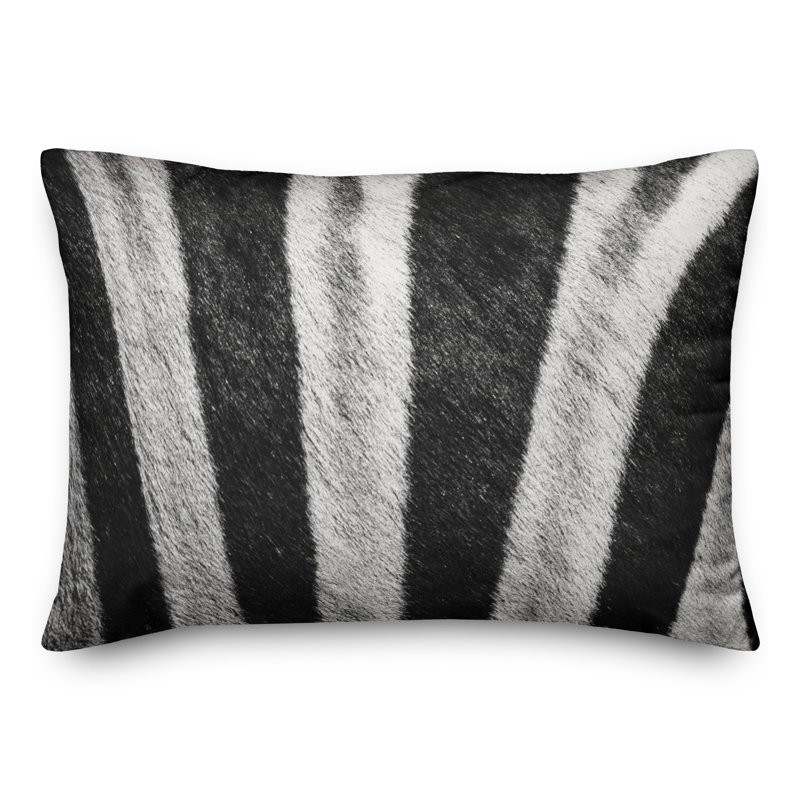 Black and White Zebra Fur Lumbar Pillow