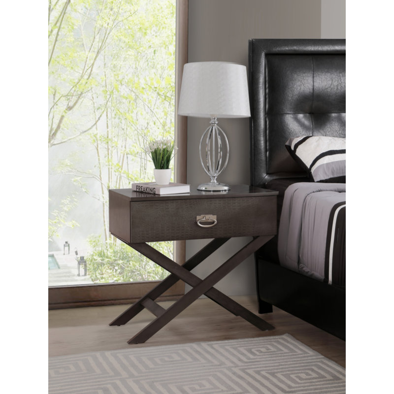 1 - Drawer Nightstand, Gray