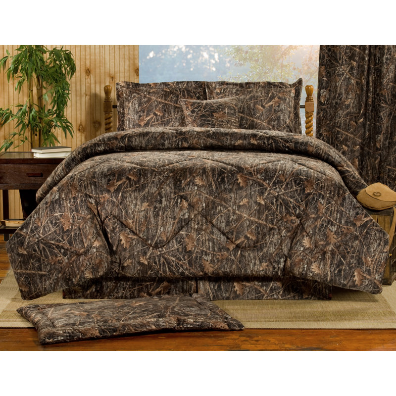  conceal brown microfiber camo comforter Set, Queen Comforter + 3 Additional Pieces