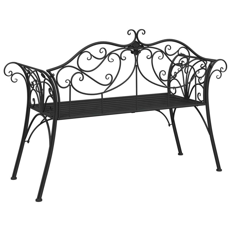 Outdoor Bench, 90cm H x 130cm W x 47cm D, Black