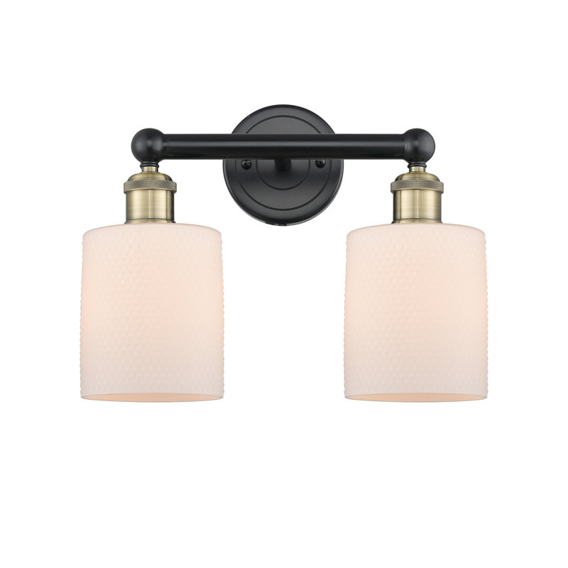 2 - Light Dimmable Vanity Light, Black Antique Brass, Matte White