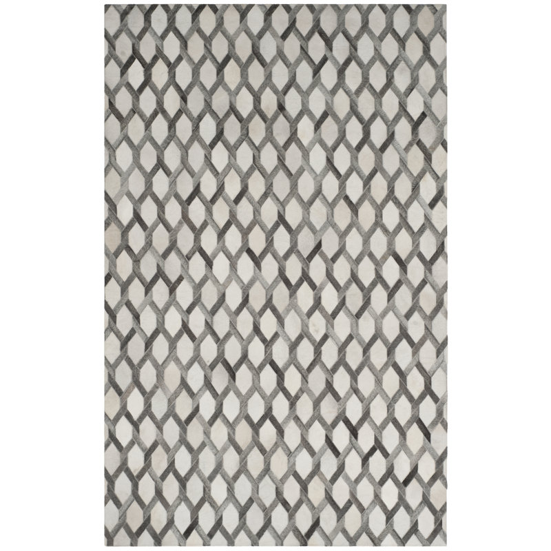 Sevastopol Studio Leather Hand Woven Leather Geometric Rug, Rectangle 5' x 8'