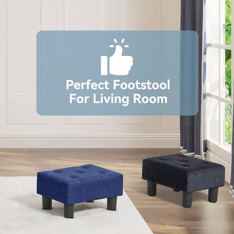 Etherson Solid Wood Accent Stool, Blue