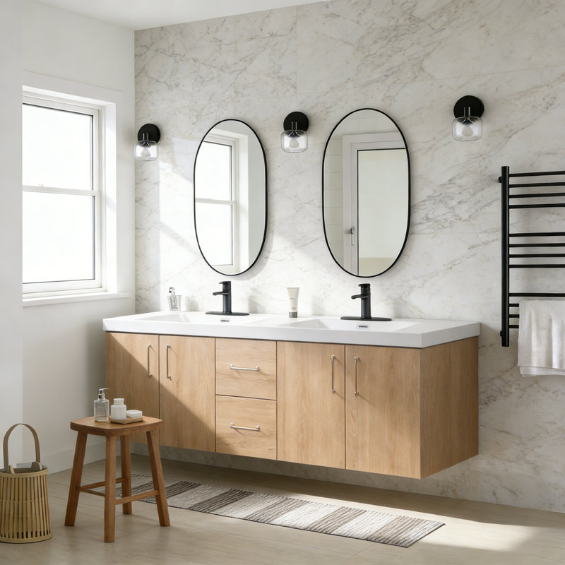 Meuble-lavabo moderne avec lavabo, 60"