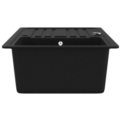 Évier de cuisine vidaXL en granit simple avec égouttoir réversible noir