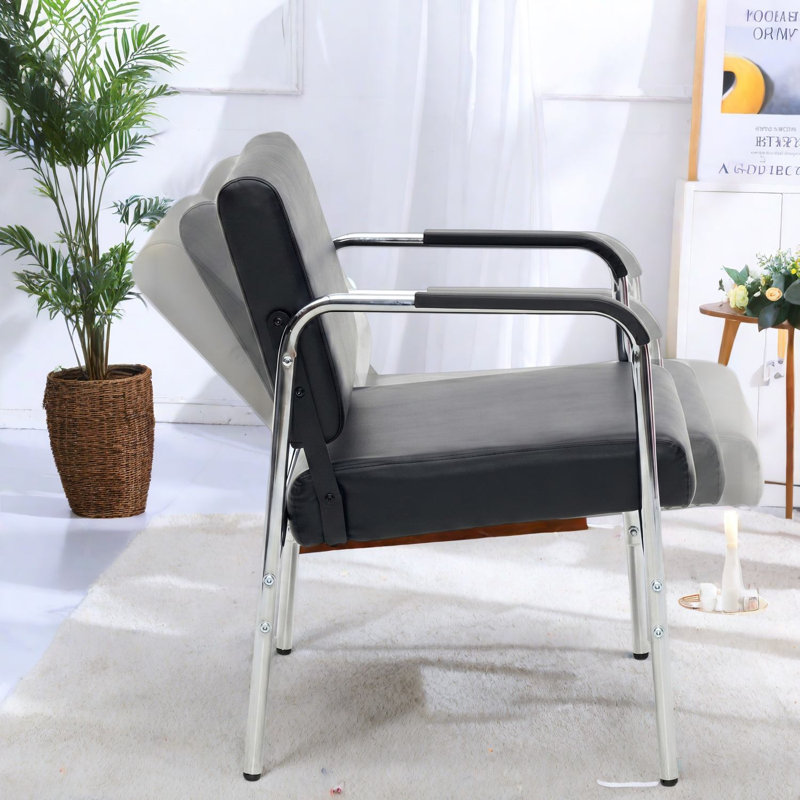 Fauteuils inclinables, structure en acier inoxydable noir, fauteuil de shampooing de salon moderne