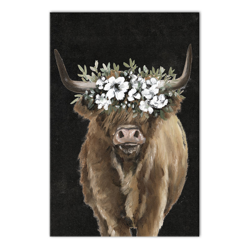 Impression sur toile Highland Cow Portrait, H 18 po x l 12 po