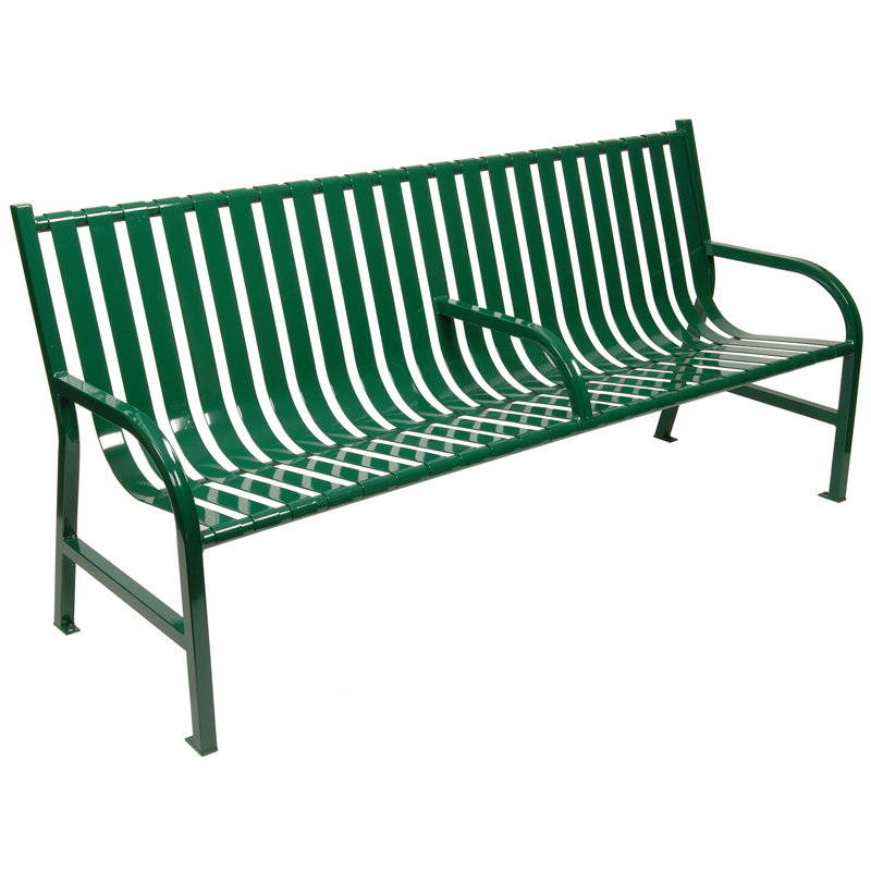 Banc de jardin à lattes en métal, Vert, 6 pi, Oui