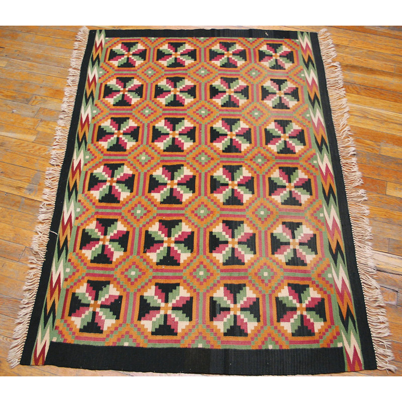Antique Navajo Mexico Flat Weave Rug