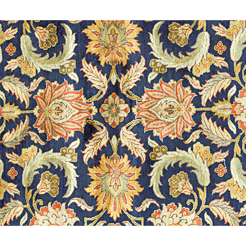 Hand Knotted Wool Area Rug in Blue And Red