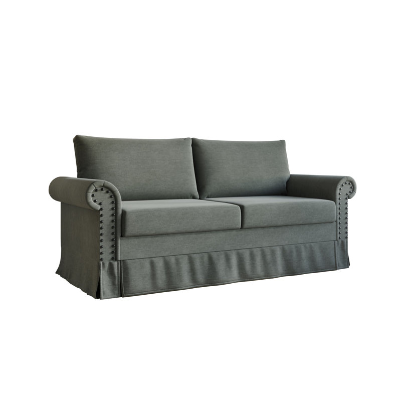 Canapé à accoudoirs roulés Erida, Polyester gris