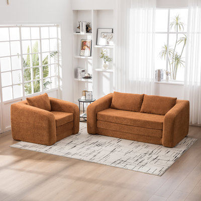 Ensemble de canapé-lit pliable 2 pièces, canapé-lit en désossage convertible en chenille, lit d'appoint, chaise longue avec coussin pour appartement, salon, chambre à coucher