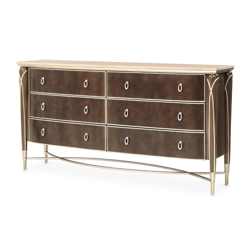 Villa Cherie 74" Wide 6-Drawer Dresser - Hazelnut