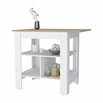 Versatile Kitchen Island with Spacious Workspace and Organizing Shelves