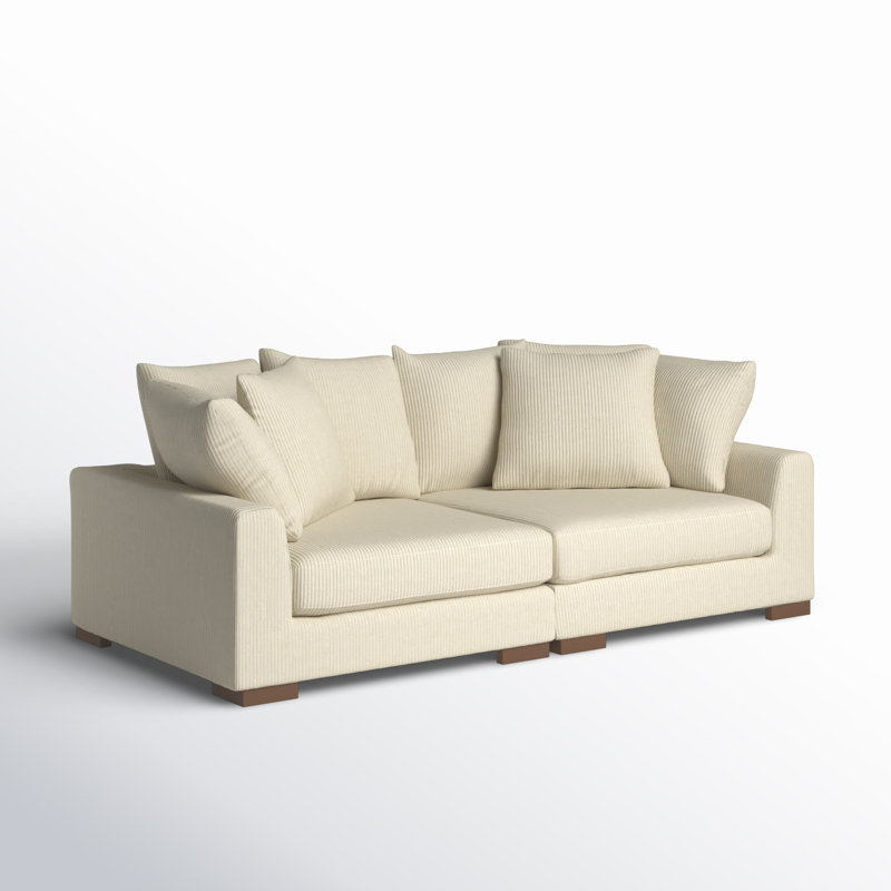 Canapé à accoudoirs carrés 90 po Arjanae, Beige