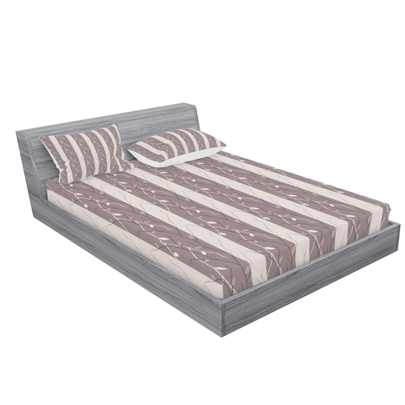 Microfiber Floral Sheet Set, Taupe Floral, Queen Sheet Set with Fitted Sheet